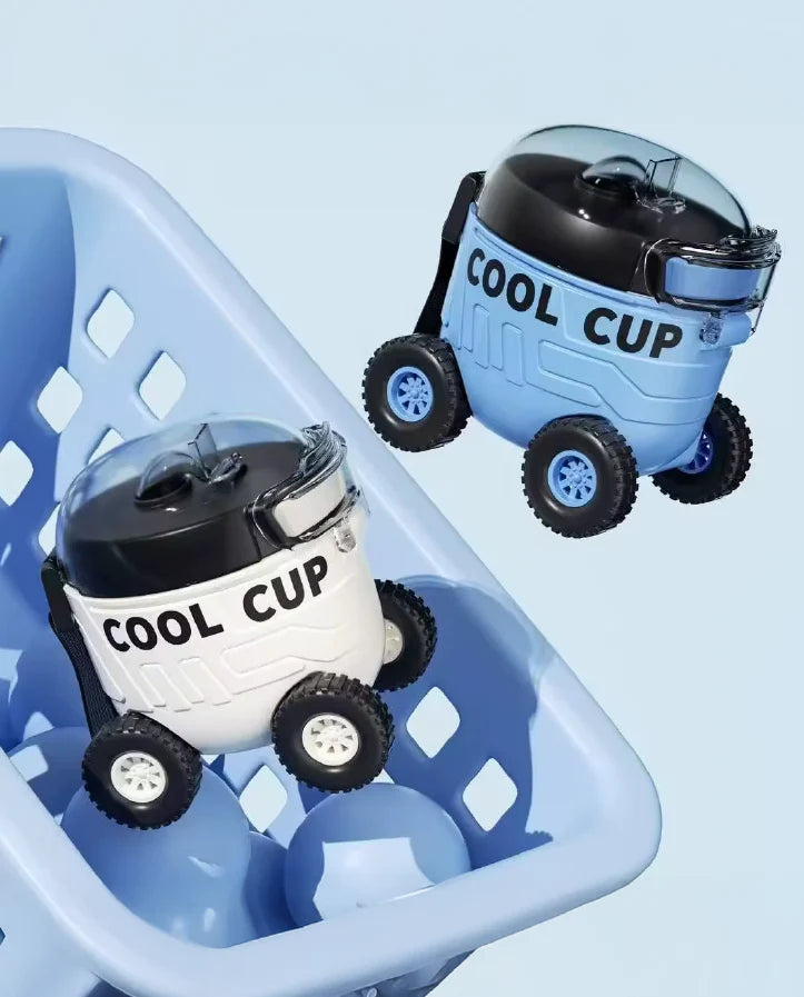 Titepo Cup-Shaped Water Bottle with Straw Blue