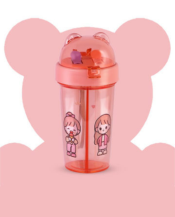 Dual-Drink Bottle with Double Straw Lilac