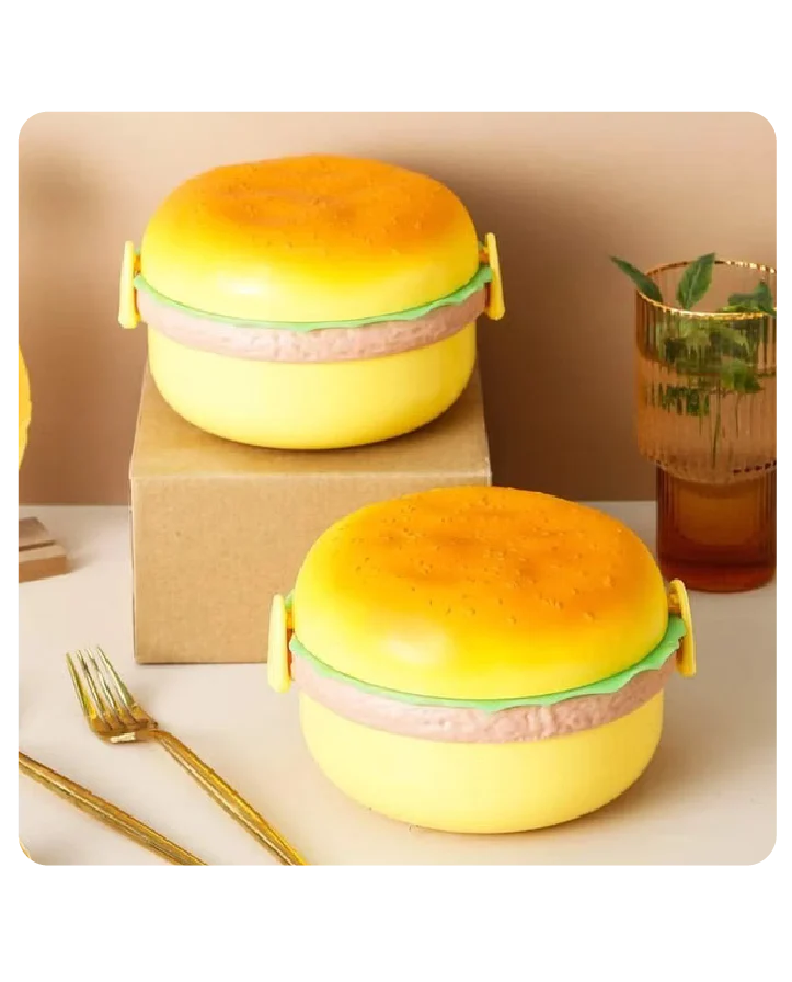 Titepo Leak-Proof Burger Shape Lunch Box Fun Design