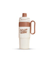 Stainless Steel Insulated Travel Mug with Straw Brown