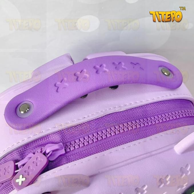 TITEPO Waterproof EVA Cartoon Cute Baby Children Backpack Large Silicone Shoulder Kids School Bag Purple