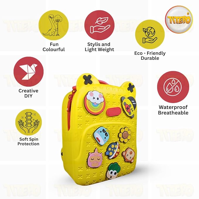 TITEPO Waterproof EVA Cartoon Cute Baby Children Backpack Large Silicone Shoulder Kids School Bag Yellow