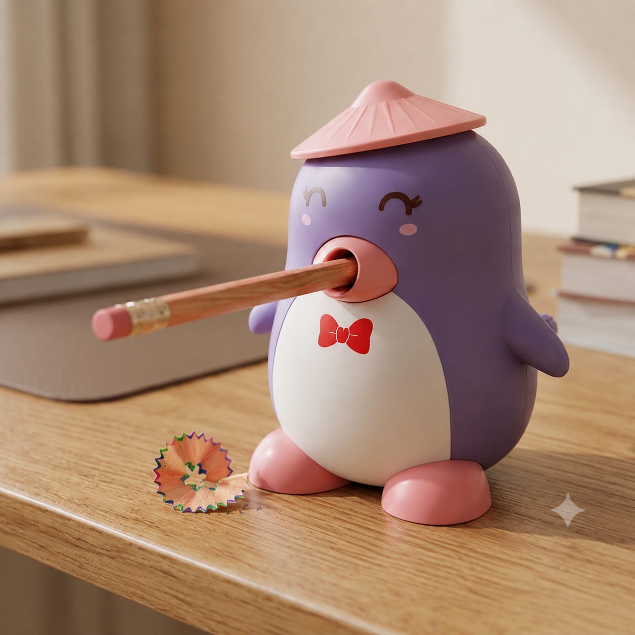 Titepo Penguin Shaped Table Pencil Sharpener Purple