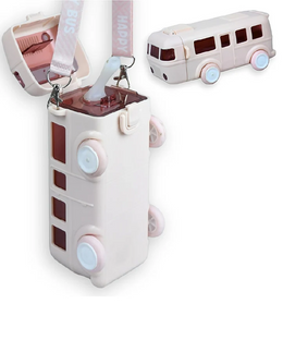 Bus Straw Water Bottle Pink