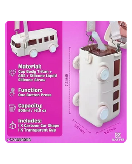 Titepo Bus Straw Water Bottle Pink | Return Gift Online