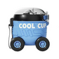 Cup-Shaped Water Bottle with Straw Blue