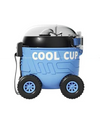 Cup-Shaped Water Bottle with Straw Blue