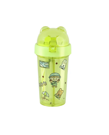 Dual-Drink Bottle with Double Straw Lime Green