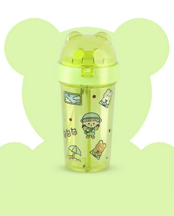 Titepo Dual-Drink Bottle with Double Straw Lime Green