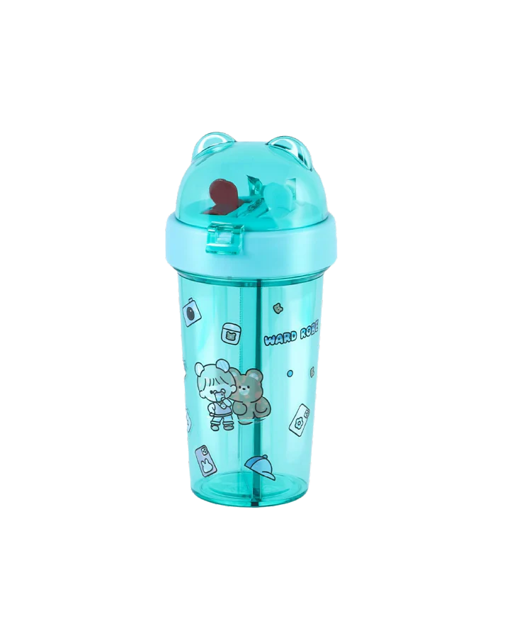 Dual-Drink Bottle with Double Straw Sea Green