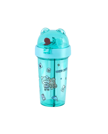 Dual-Drink Bottle with Double Straw Sea Green