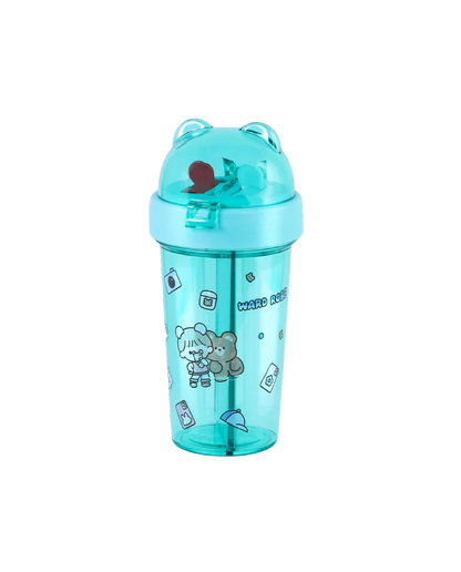 Dual-Drink Bottle with Double Straw Sea Green