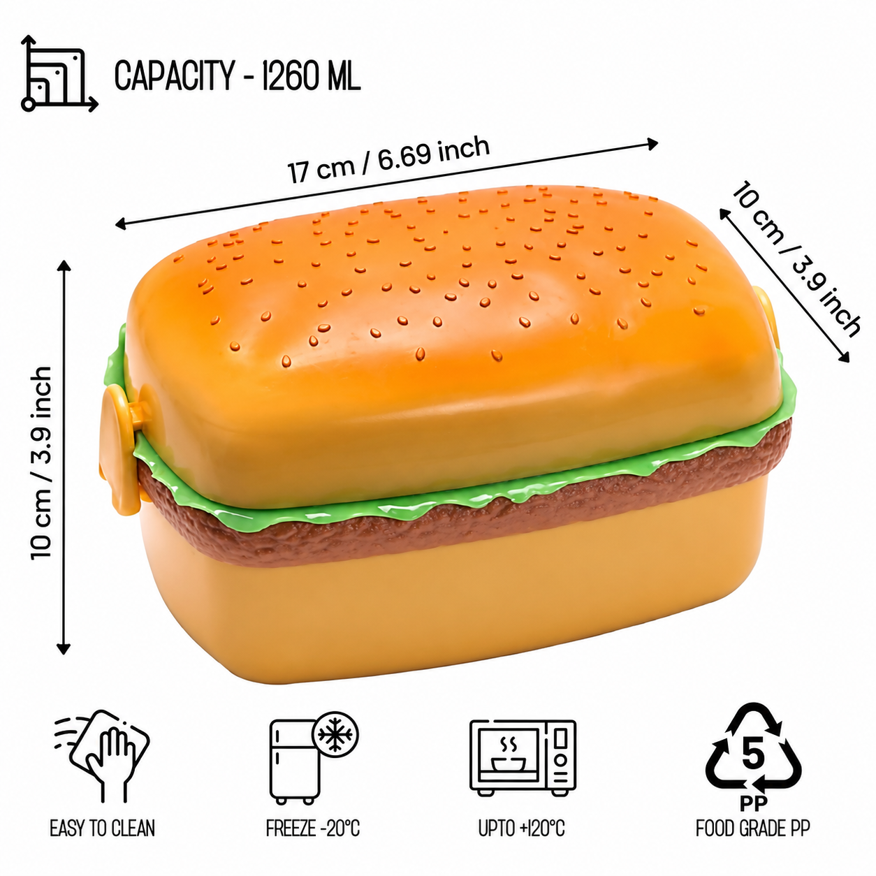 TITEPO Burger Lunch Box with Spoon Fun Design | Return Gift Online