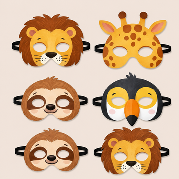 6 Teddy's Jungle Party theme Masks | Return Gift Online