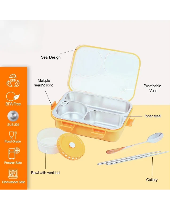 Titepo Insulated Bento Lunch Box Yellow