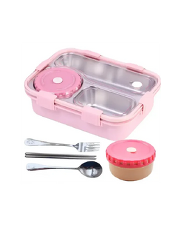 Leak-Proof Lunch Box with Cutlery Pink