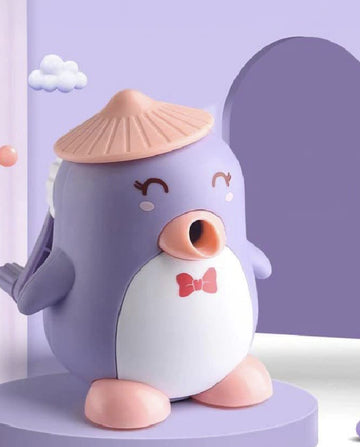 Penguin Shaped Table Pencil Sharpener Purple