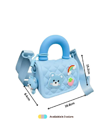 Titepo Silicone Kids Sling Bag with 3D Badges Blue