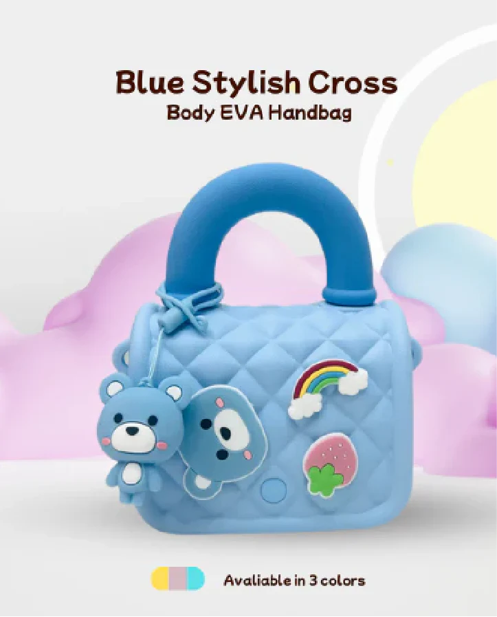 Titepo Silicone Kids Sling Bag with 3D Badges Blue
