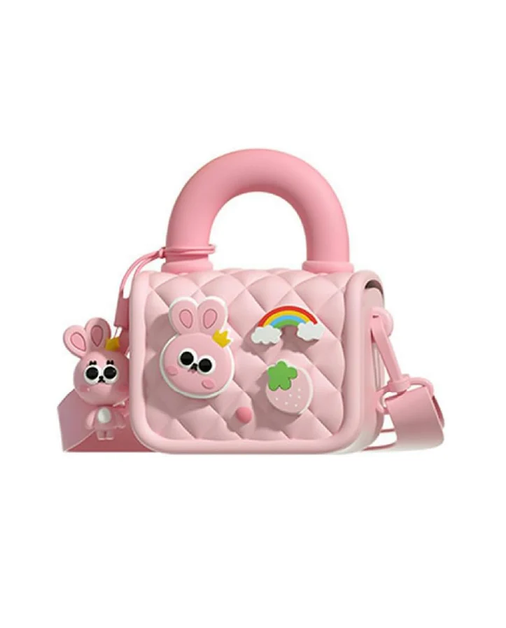 Silicone Kids Sling Bag with 3D Badges Pink