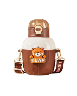 Stainless Steel Insulated Travel Mug with Straw Brown