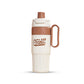 Stainless Steel Insulated Travel Mug with Straw Brown