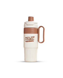 Stainless Steel Insulated Travel Mug with Straw Brown
