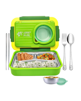 Titepo Steel Bento Lunch Box Green, 6-Compartment | Return Gift Online