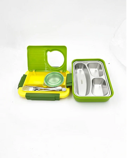 Titepo Steel Bento Lunch Box Green, 6-Compartment | Return Gift Online